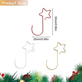 Pack of 60 S Shaped Star Hooks, Small with Stars, Christmas Tree Jersey Holders, Baubles, Christmas Tree Decorations, Ideal for Christmas Baubles