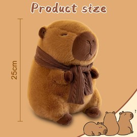 Capybara Cuddly Toy, 25 cm Capibara Plush Toy, Water Pig Cuddly Toy, Cute Simulation Capybara Cuddly Toy Plush with Neckerchief, Toy Stuffed Toy Capybara, Gift for Adults Children