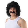 Wicked Costumes Adult Mens Perm with Tash - Black