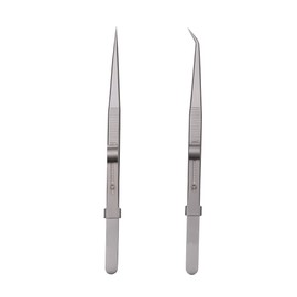 Tweezers, Precision Tweezers Set, Anti-Static Stainless Steel Curved of Tweezers, for Electronics, Laboratory Work, Jewelry-Making, Craft, Soldering, Etc（2 PCS）