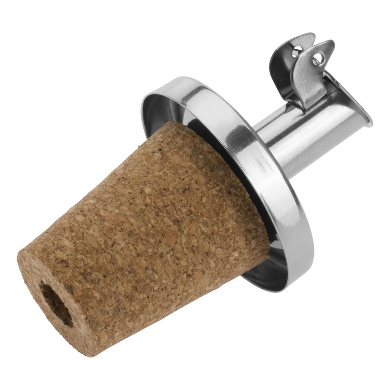 Westmark Essig-Ausgießer für Flaschen, Mit Klappe und Belüftungssystem, Naturkorken, Rostfreier