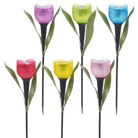 6 Pcs Outdoor Solar LED Light Garden Solar Tulip Flower Light LED Tulip Home Lawn Lamp Landscape Night Flower Lamp
