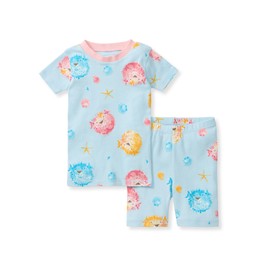 Burt's Bees Baby Kids Baby Girls' Pajamas, Tee and Short 2-Piece Pj Set, Puffer Fish