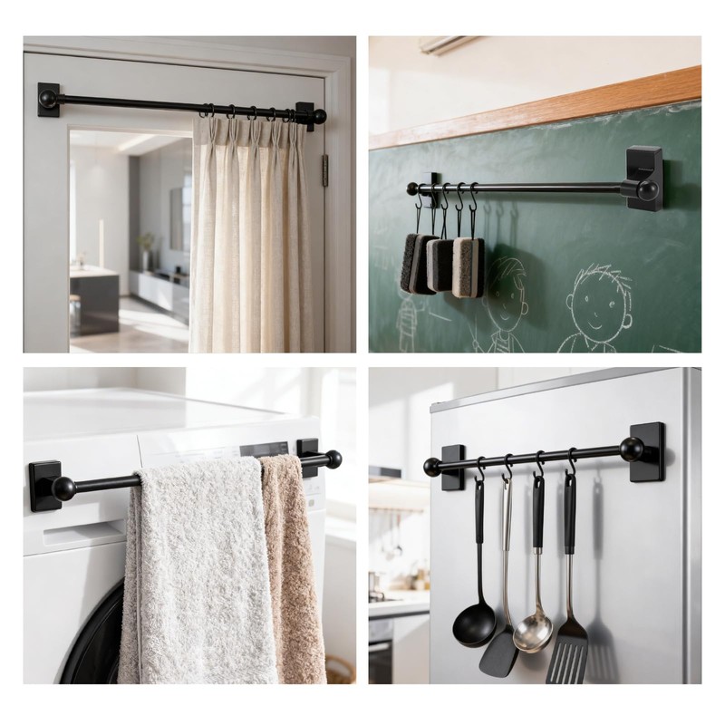 2 Pack Magnetic Curtain Rods for Metal Door 16 to