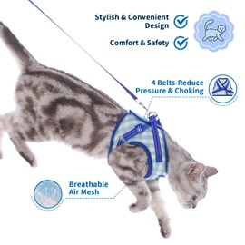 Supet Cat Harness and Leash Set - Soft Mesh Adjustable Cat Vest Harness with Reflective Strap for Walking Cat and Puppy Rabbit