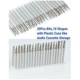 Sworker 20 Pcs Carbide Burr Set 1/8" Shank Compatible with Dremel Bits Rotary Tools Attachment Kit Rasp Drill File Accessories Metal Wood Stone Steel Grinding Carving Cutting Polishing Solid Tungsten