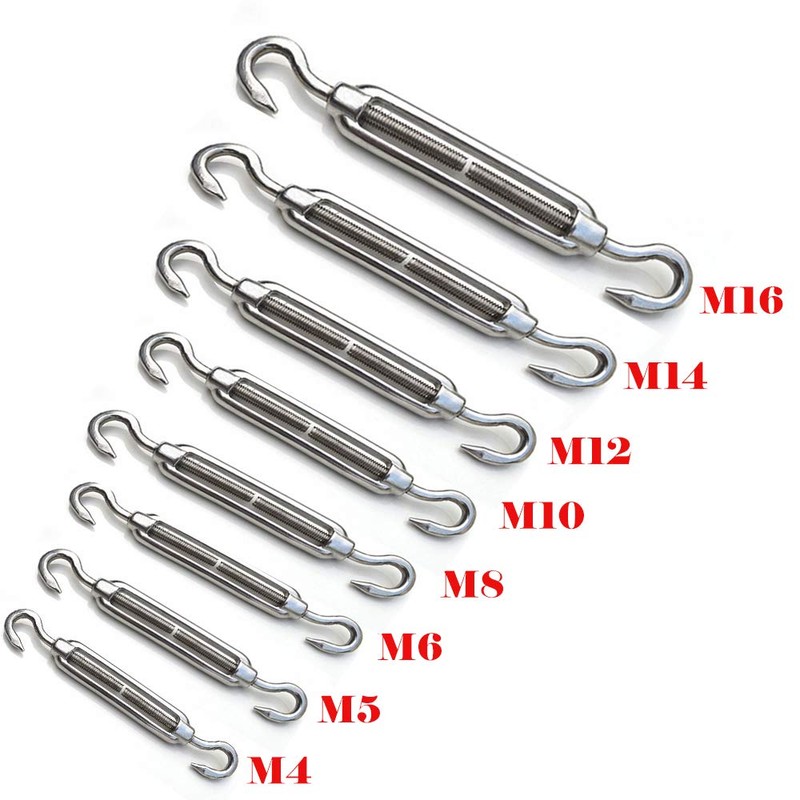 M6 Stainless Steel 304 Turnbuckle Double Hook Wire Tension Tensioner