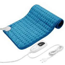 Electric Heating Pad, Wet and Dry Heat Blanket for Back, Neck, Shoulder, Belly with Controller, Soft Flannel, Blue, 30 x 60 cm