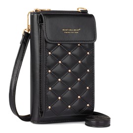 Montana West Small Crossbody Cell Phone Purse for Women RFID Blocking Cellphone Wallet Purses Travel Size Black MWC-110BK