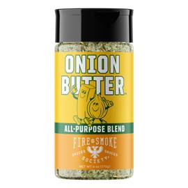 Fire & Smoke Society Onion Butter All Purpose Seasoning | BBQ Rubs for Smoking and Grilling | Steak, Grilled Chicken, Pork, Burgers | Onions, Green Herbs, White Pepper | M 5 oz