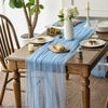Artoid Mode Dusty Blue Gauze Table Runner 120 Inch 10FT,