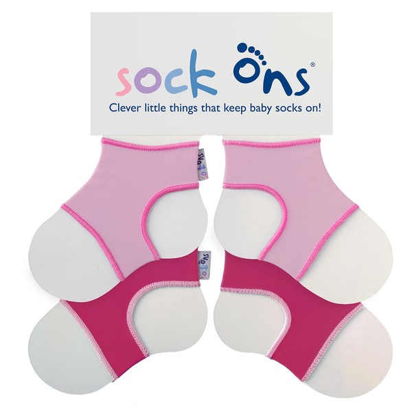 Sock Ons - Baby Sock Holders - 0-6 Months - 2 Pack Pink - Amazing Value Pack - Keep Baby