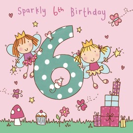 Twizler 6th Birthday Card Girl Fairy Princess – Age 6 Birthday Card –Girls Birthday Card Age 6 –Happy Birthday Card 6 Year Old Girl -Childrens Birthday Cards –Happy Birthday Card Girl –Card Age 6 Girl