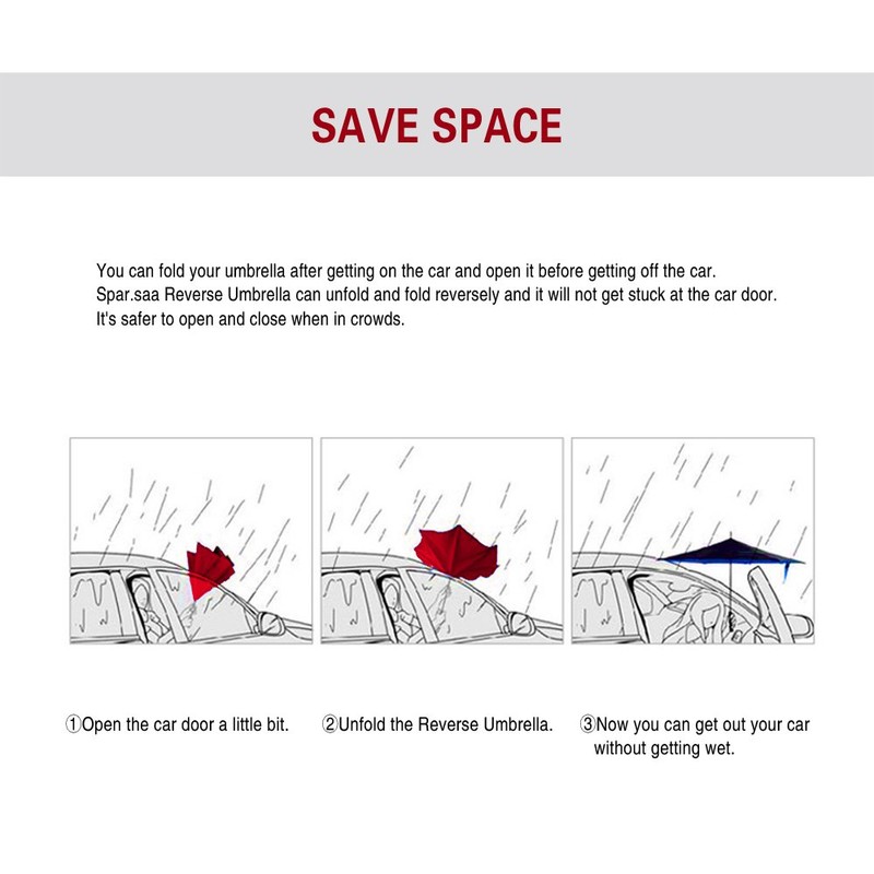 Spar. Saa Double Layer Inverted Umbrella with C-Shaped Handle, Anti-UV
