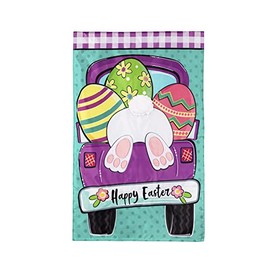Evergreen Easter Truck Bunny Bottom House Applique Flag