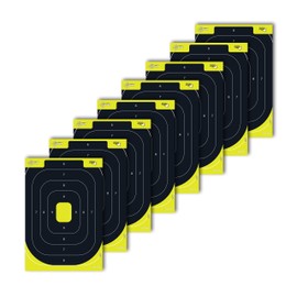 Allen Company EZ Aim Splash Reactive Paper Shooting Targets, IPSC Silhouette Trainer, 12.5" W x 18.25" H, 8-Pack, Black/Chartreuse