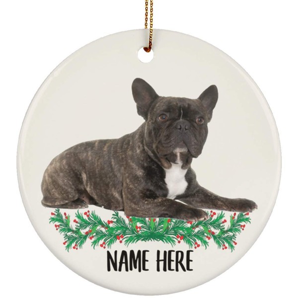 Lovesout Personalized Name Brindle Color French Bulldog Christmas Tree Ornament
