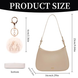cailiya Shoulder Bag Women's Small Handbag, PU Leather Shoulder Bag, Vintage Small Handbag Women, Handbag Women's Small with Plush Ball, for Women, Dating, Party, Travel, Shopping, cream-coloured