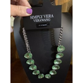 Simply Vera Vera Wang 17” + 3" Drop - Simply Vera Vera Wang Green Teardrop Necklace With Silver Chain