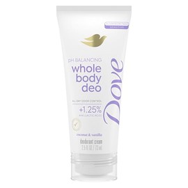Dove Crema Desodorante Para Todo El Cuerpo Sin Aluminio Con Equilibrio Del Ph, Coco Y Vainilla, Control Del Olor Durante 72 Horas, 2,5 Oz 2,5 Onzas...