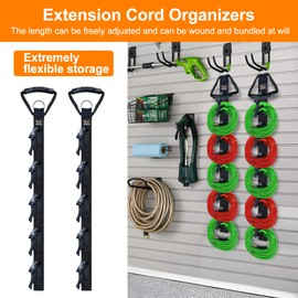 Adjustable Heavy Duty Extension Cord Organizer with 5 Detachable Straps, Flexible DIY Extension Cord Organizer Straps, Garage Garden Storage Organizer for Cable, Hose, Rope, Tool