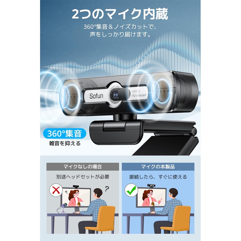Webcam with Microphone (First Released in 2025, HDR Auto Light