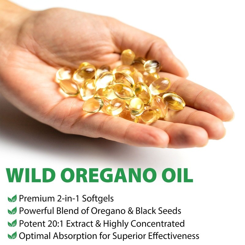 Maani Essence Organic Oregano Oil 6000mg 120 Softgel with Black