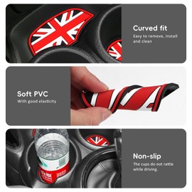 MARCHFA Centre Console Mat for Mini Cooper S F55 2015-2023 Cooper S F56 2014-2023 Car Accessories Rubber Mat Non-Slip Mat for Centre Console, Coasters Pack of 3 (Red)