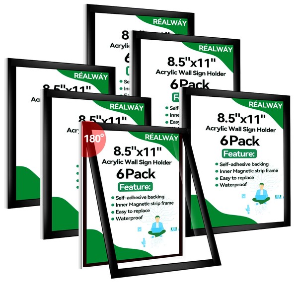 REALWAY 8.5" x 11" Acrylic Sign Holder Wall Mount, Plastic