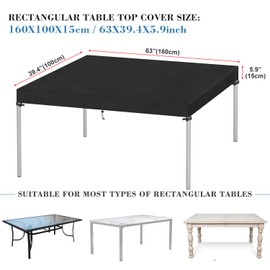 VANSHEIM Table Top Cover Garden Table Cover Garden Table Cover for Table Waterproof Tarpaulin Garden Table Windproof UV-Resistant 420D Oxford Fabric 160 x 100 x 15 cm