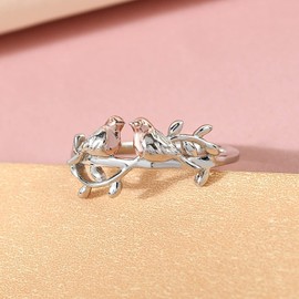 The National Bird Robin Love Couple Ring in Rose Gold and Platinum Plated Sterling Silver for Women Wife Girls Ladies and Mother
