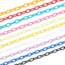 PH PandaHall Cadenas de cable acrílico de 40 hebras, 10 colores, forma ovalada, cadena de eslabones de 18.5 pulgadas, eslabones ovalados para collar, pulsera, anteojos, arete, joyería, decoración de caja de teléfono