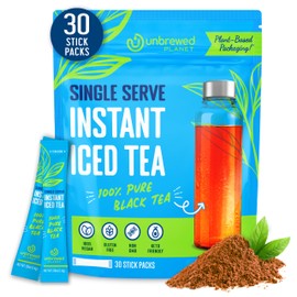Unbrewed Planet Instant Iced Tea – 100% Pure Black Tea – 30 Single Serve Stick Packs – Unsweetened – Vegan – Gluten Free – On-the-Go for Travel, Work, Outdoors