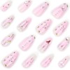 24Pcs Pink Press on Nails Medium Almond Fake Nails with