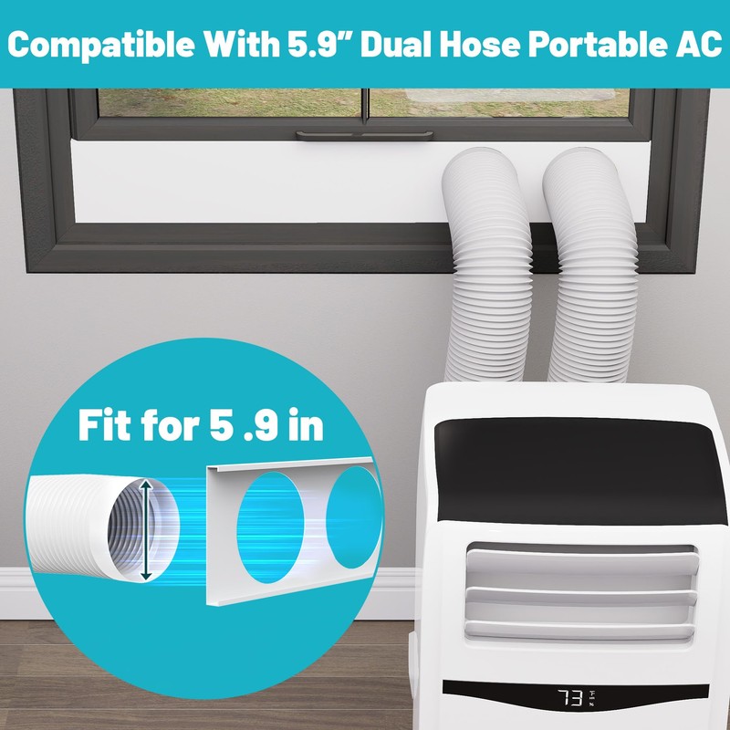 Chiligent Dual Hose Portable Air Conditioner Window Kit, 5.9" Diameter