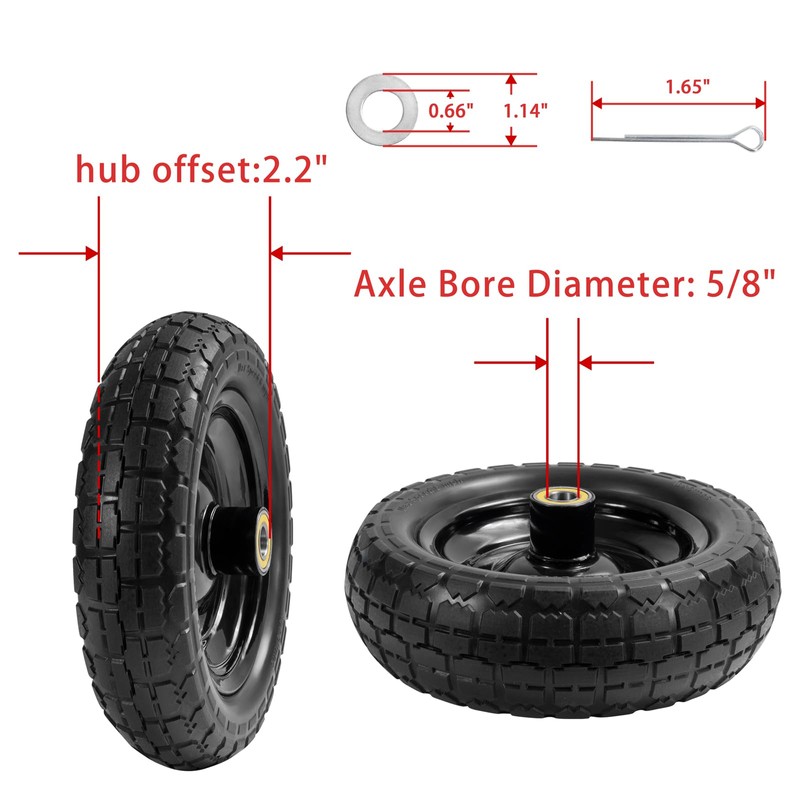 Gorilla Cart Wheels 10" Flat-free Solid Tire and Wheel Replacement