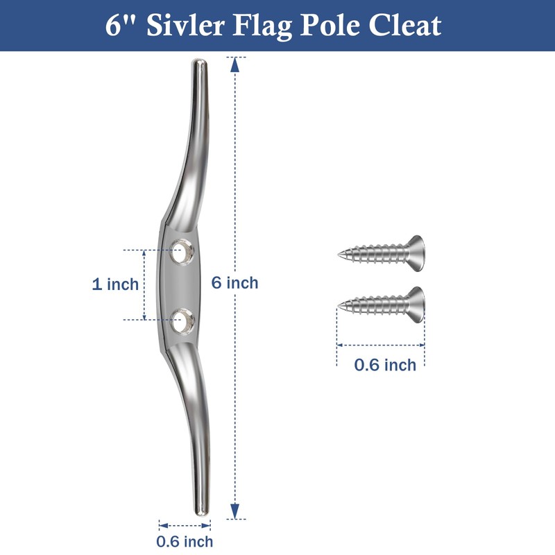 NQ Flag Pole Cleat Hook -6 Inch Zinc Alloy Blind