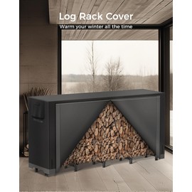 Mars Explo 8ft Firewood Rack Outdoor with Cover, Heavy Duty Wood Racks Outdoor for Firewood, Indoor Firewood Storage Log Rack with Cover Wood Holder Set Black