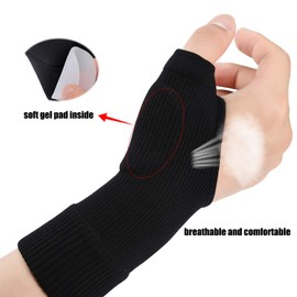 YHOUMEW Wrist Thumb Compression Arthritis Gloves(1 Pair),Breathable Wrist Support Brace Fingerless Glove with Gel Thumb Injury Pads,Comfortable Carpal Tunnel Sleeve for Hand Wrist Joint Relieve Pain