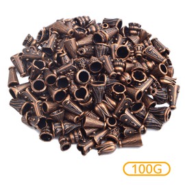 100 Gram (About 110-150pcs) Mixed Styles Bead Caps Vintage Alloy Flower Spacer Beads Tassel Cone Bead Caps Accessories for DIY Bracelet Necklace Jewelry Making, Antique Copper
