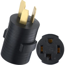 NEMA 10-50P to 14-30R 50Amp to 30Amp Dryer Adapter 3 Prong 4 Prong Compact 120V/240V 30 Amp Welder Dryer Cord Adapter for RV Camper Generator(Black)