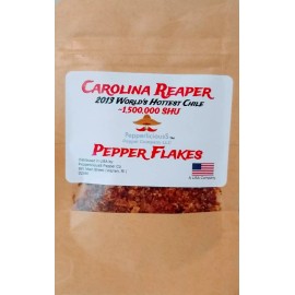 PepperliciousS Pepper Company CAROLINA REAPER PEPPER FLAKES 2013 WORLDS HOTTEST CHILE Super Hot - 1/4 oz