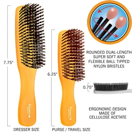 Giorgio GION1-2O Neon Orange Set of 2 Gentle Touch Detangler Hair Brush for Men and Women. Soft Bristles for Sensitive Scalp. Wet and Dry for all Hair Types. Scalp Massager Brush Stimulate Hair Growth