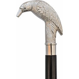 Generic Handcrafted Vintage Cane Edgar Allen Poe's Mystic Raven Gothic Walking Stick Swagger Cane, 37 Inch, Silver Brass Handle Walnut Sheesham Hardwood Unisex Gift