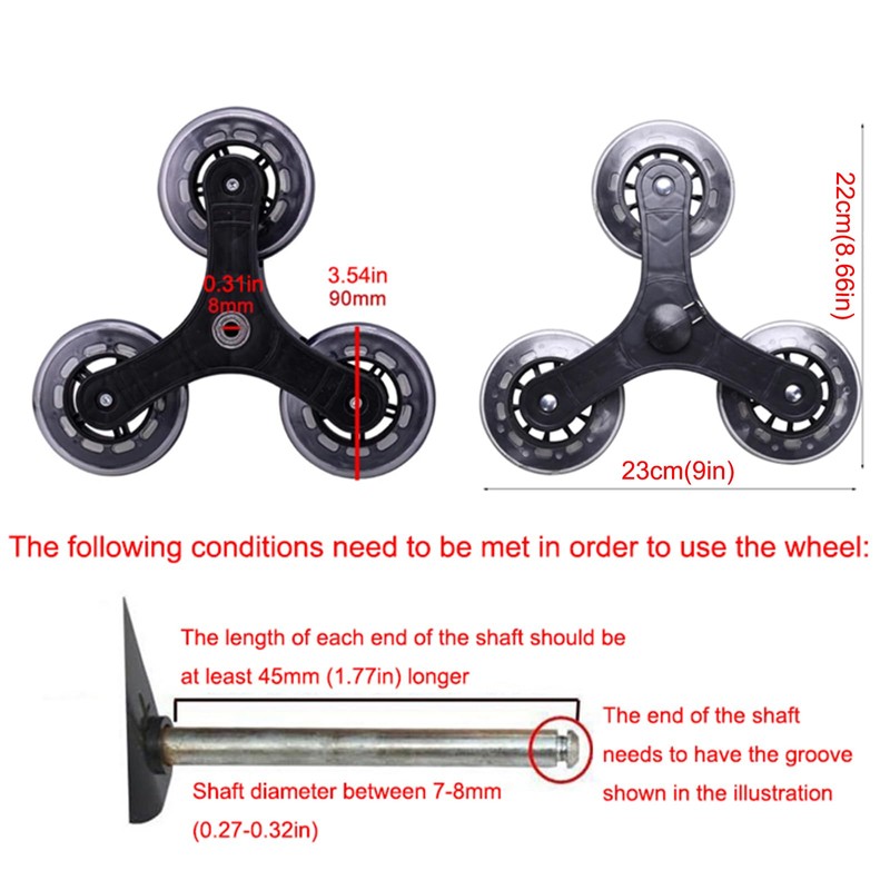 2pcs Shopping Cart Stair Climbing Triangle Replacement Casters - Grocery