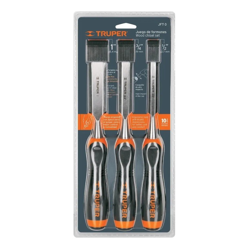 Juego De 3 Formones Mango Comfort Grip Truper 17759