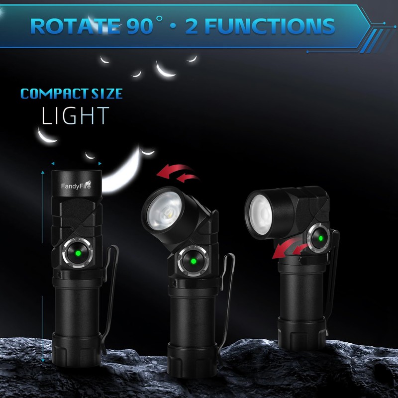 FandyFire 500 Lumens Mini Tactical Flashlight with Red Light, 90°
