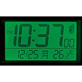 RHYTHM 8RZ192SR02 Alarm Clock Loud Radio Digital Fit Wave Battle 100 Temperature Day Calendar Black