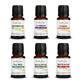 HealthAndYoga Natural Aroma Essential Oils – Superior Distilled Oils - 6 Unique fragrances in Gift Pack