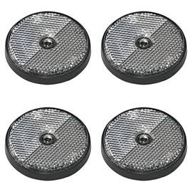 Pack of 4 white round reflectors for more safety in road traffic, E4 tested, diameter 60 mm
